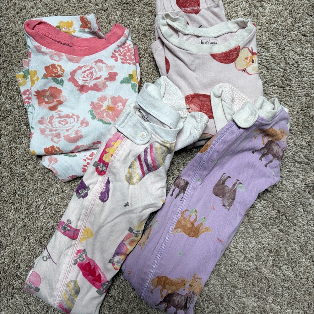 Lot of Burt's Bees Baby Girl’s PJs 18m-2T